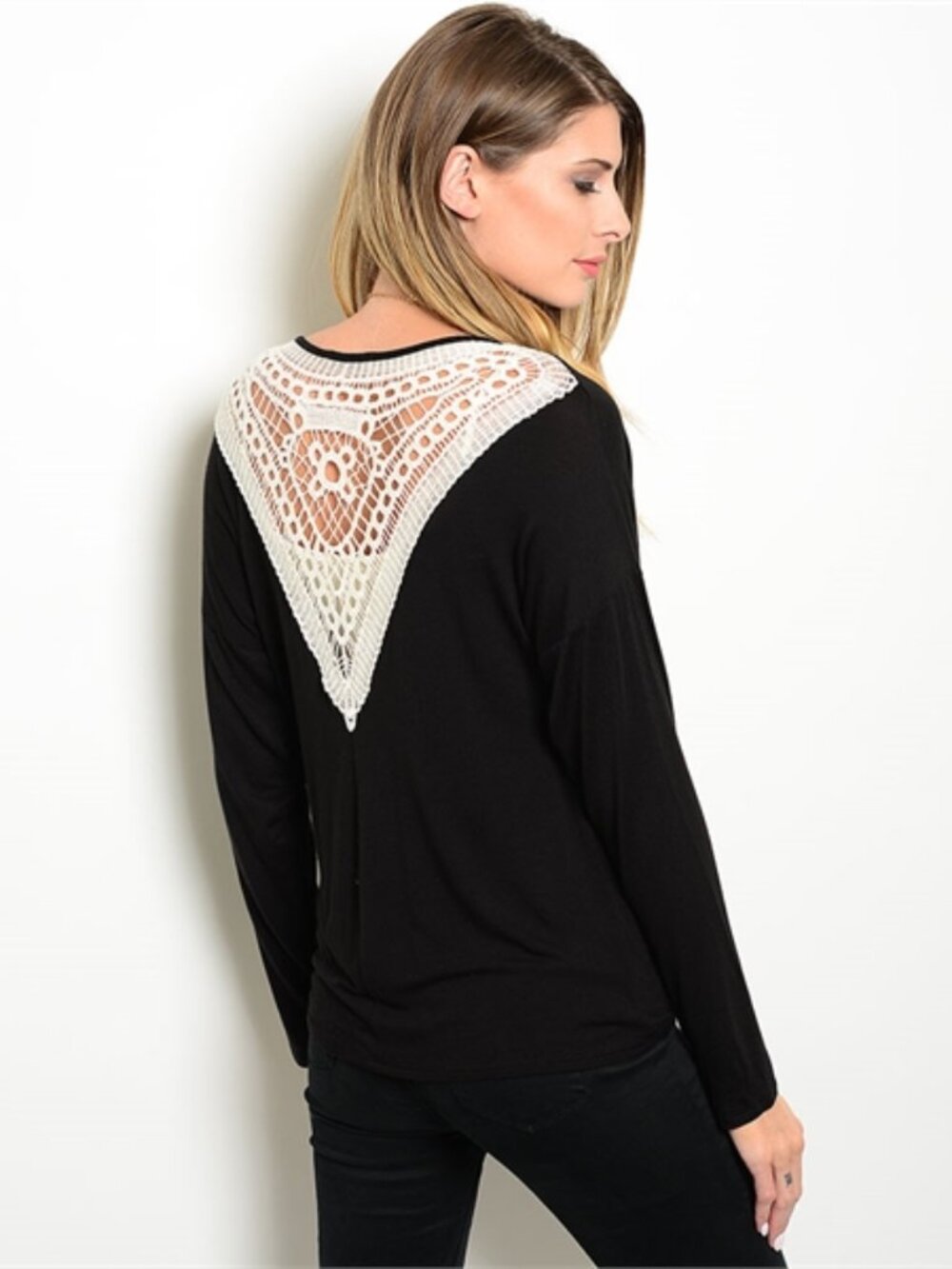 Crochet Cardigan Sweaters Womens Knot Tie-Front, Black Beige